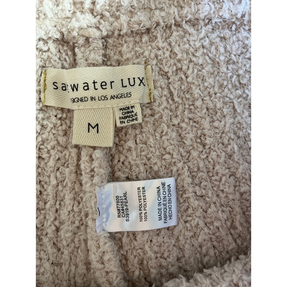 Saltwater LUXE Pearl Fuzzy Popcorn Knit Pants Boho Lounge Cozy Pajama M - Picture 3 of 8